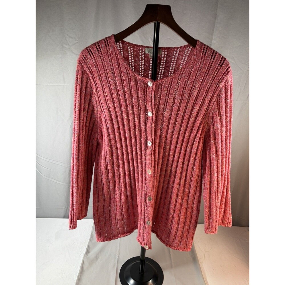 Christopher & Banks Pink Cardigan Sweater women’s XL button Open ribbed